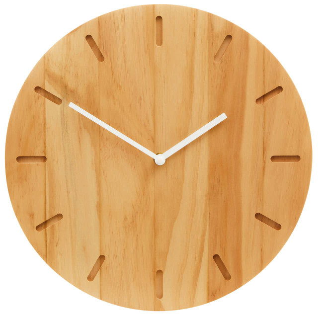 Premier Housewares Vitus Natural Finish Oak Wood Wall Clock