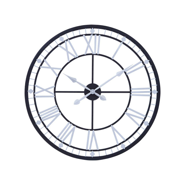 Premier Housewares Vitus Skeletal Wall Clock With Black Finish Frame