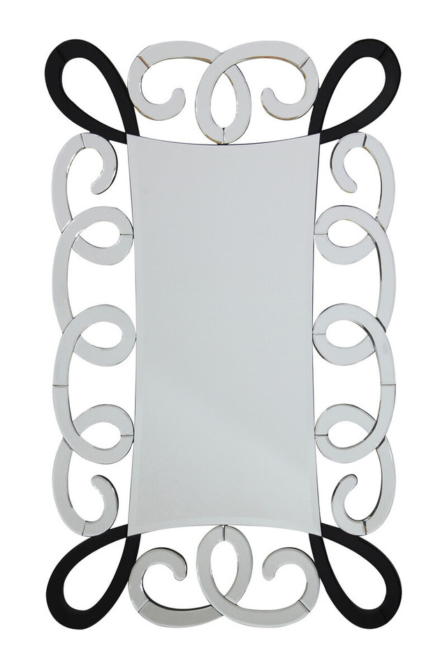 premier housewares Vivienne Black and Silver Scroll Design Wall Mirror