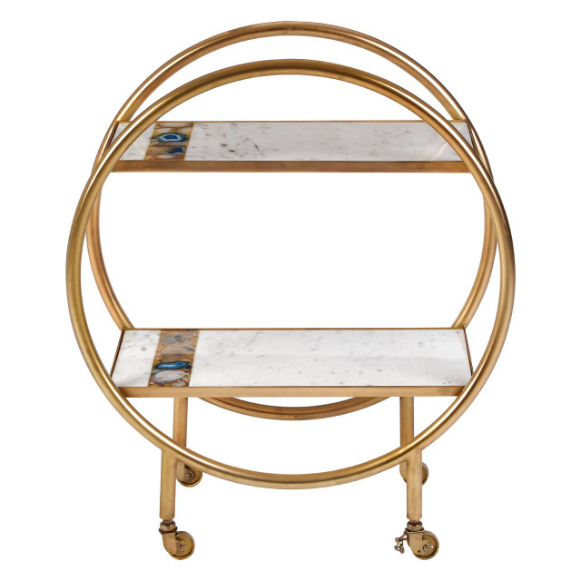 premier housewares Vizzini 2 Tier Gold Finish Bar Trolley