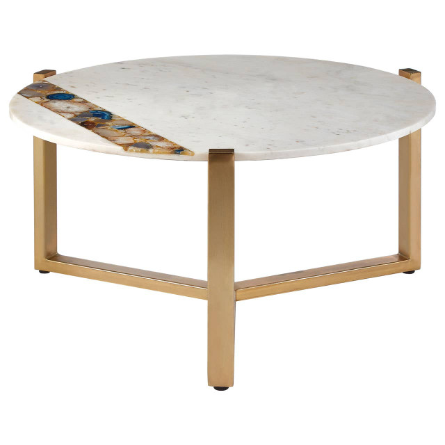 Premier Housewares Vizzini Agate Marble Top Round Coffee Table