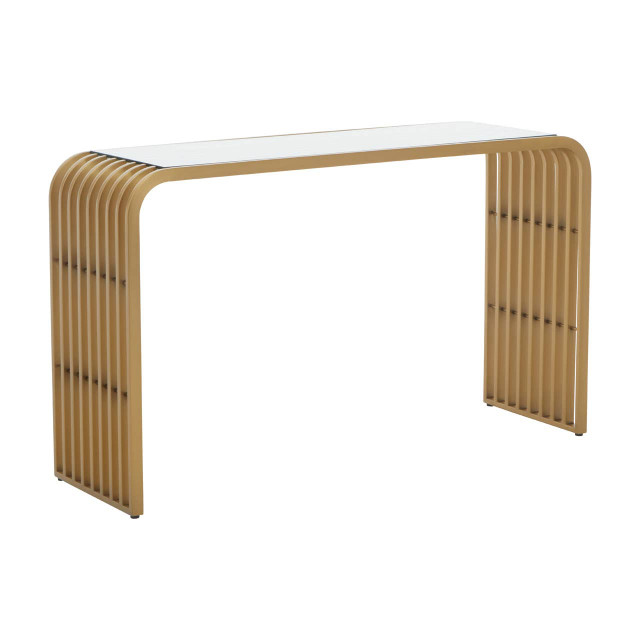 Premier Housewares Vogue Matte Gold Slatted Console Table