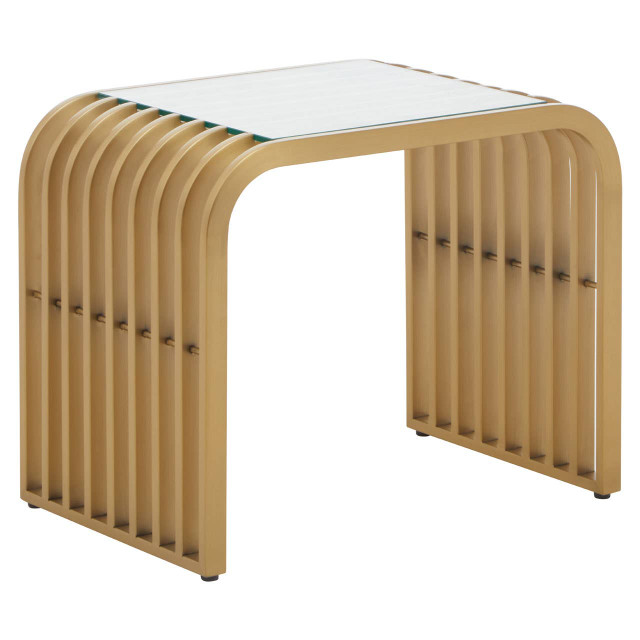 Premier Housewares Vogue Matte Gold Slatted End Table