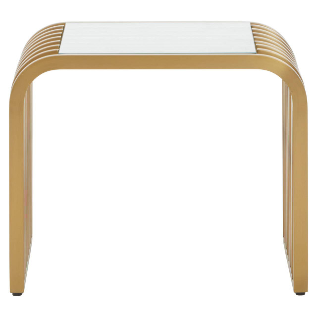 premier housewares Vogue Matte Gold Slatted End Table