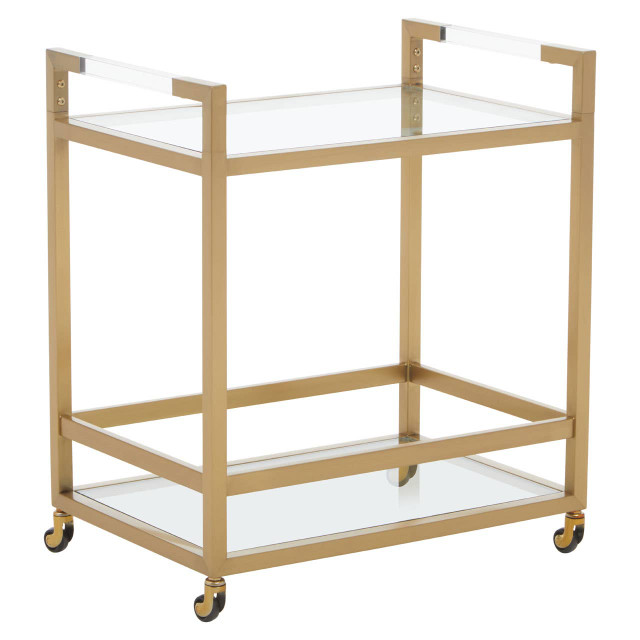 Premier Housewares Vogue Matte Gold Two Tier Drinks Trolley
