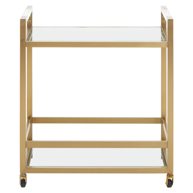 premier housewares Vogue Matte Gold Two Tier Drinks Trolley