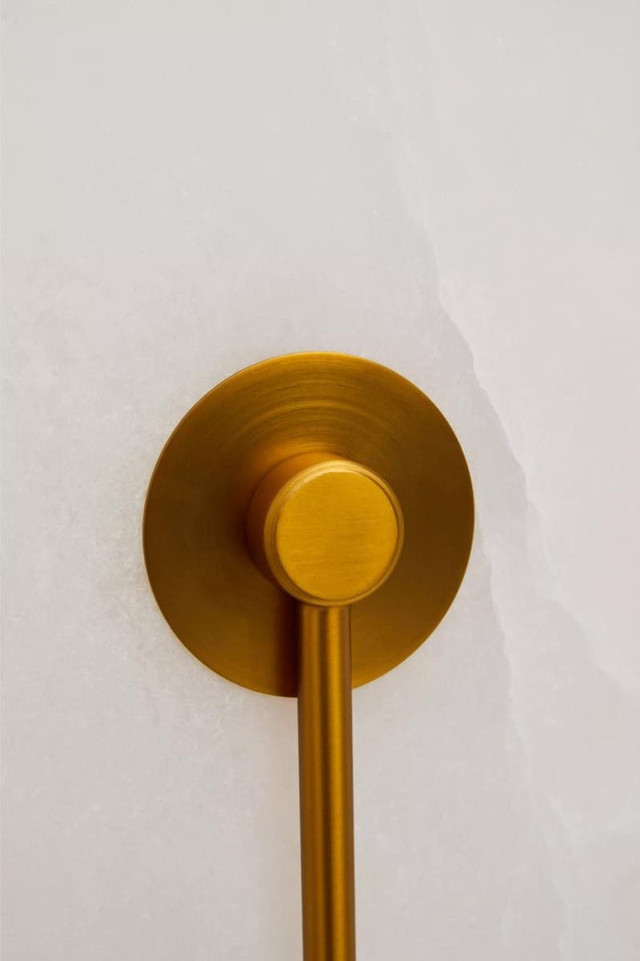 Premier Housewares Waldorf White Marble Wall Light With Gold Accent