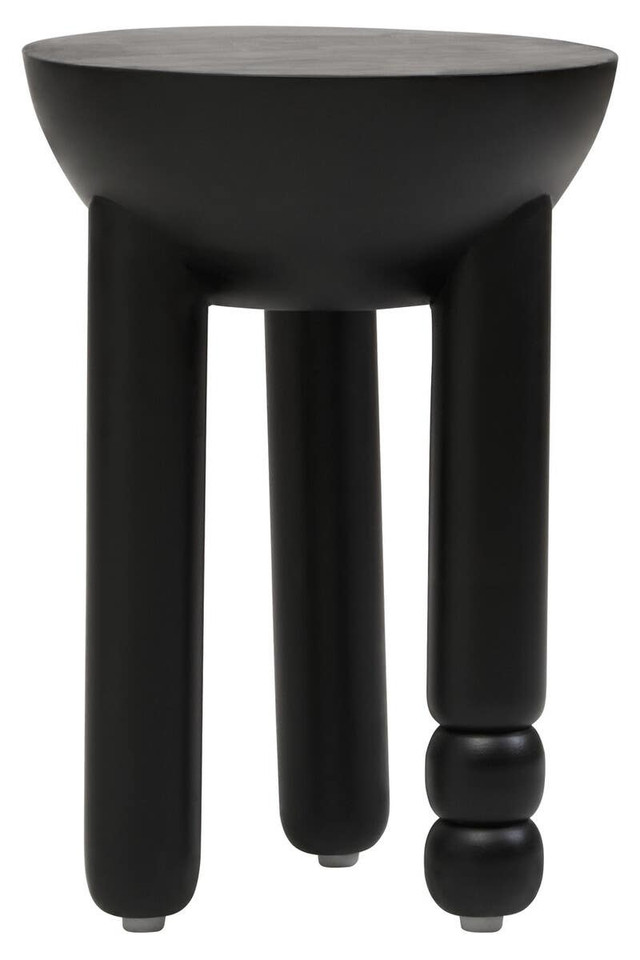 Premier Housewares Walsa Black Finish Mango Wood Column Detail Round Side Table