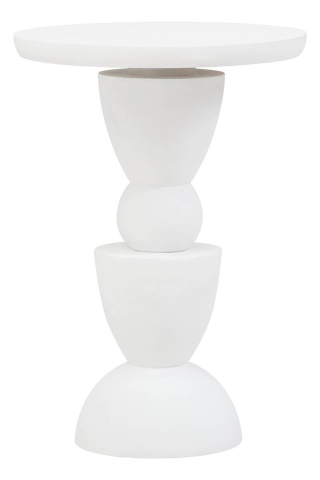 Premier Housewares Walsa Whitewash Mango Wood Circle Column Detail Side Table