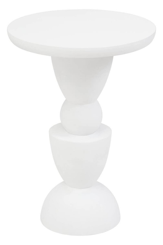 Premier Housewares Walsa Whitewash Mango Wood Circle Column Detail Side Table