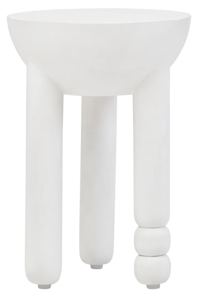 Premier Housewares Walsa Whitewash Mango Wood Column Detail Round Side Table