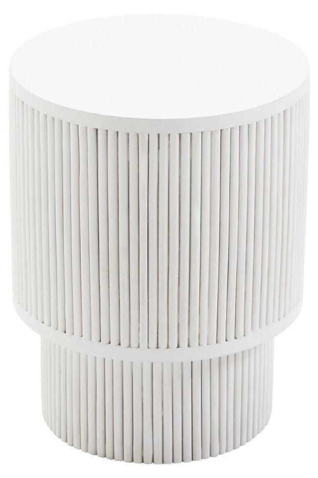 Premier Housewares Walsa Whitewash Mango Wood Ridge Detail Side Table