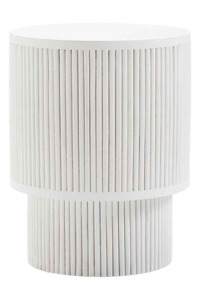 premier housewares Walsa Whitewash Mango Wood Ridge Detail Side Table