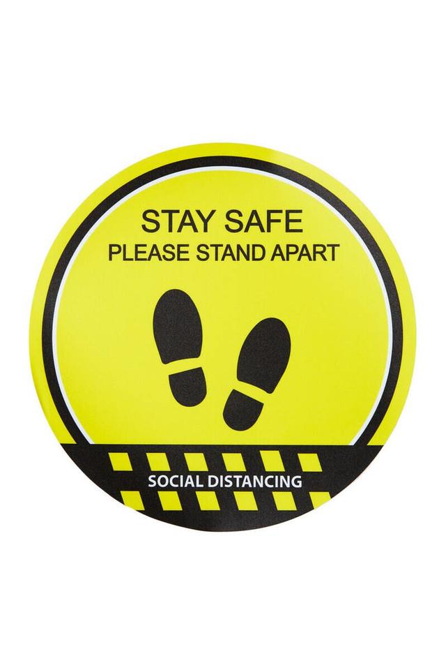 premier housewares Warning Floor Sticker Stay Safe Please Stand Apart Set of 4