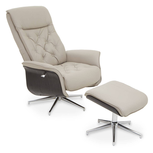 Premier Housewares Warrington Mink Leather Effect Recliner And Footstool