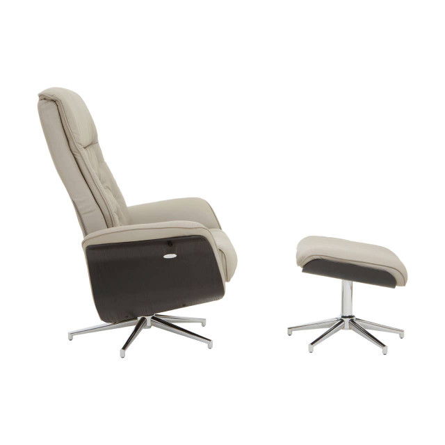 Premier Housewares Warrington Mink Leather Effect Recliner And Footstool