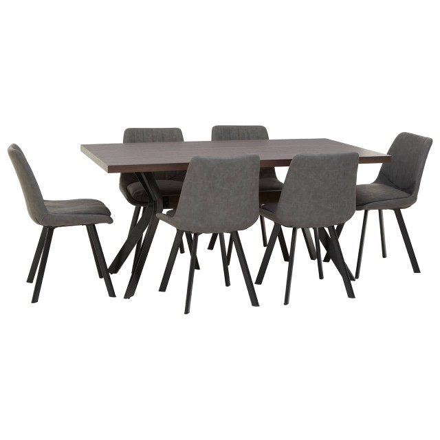 Premier Housewares Westford Rectangle Dining Table With 6 Chairs Set