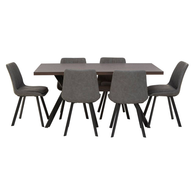 Premier Housewares Westford Rectangle Dining Table With 6 Chairs Set