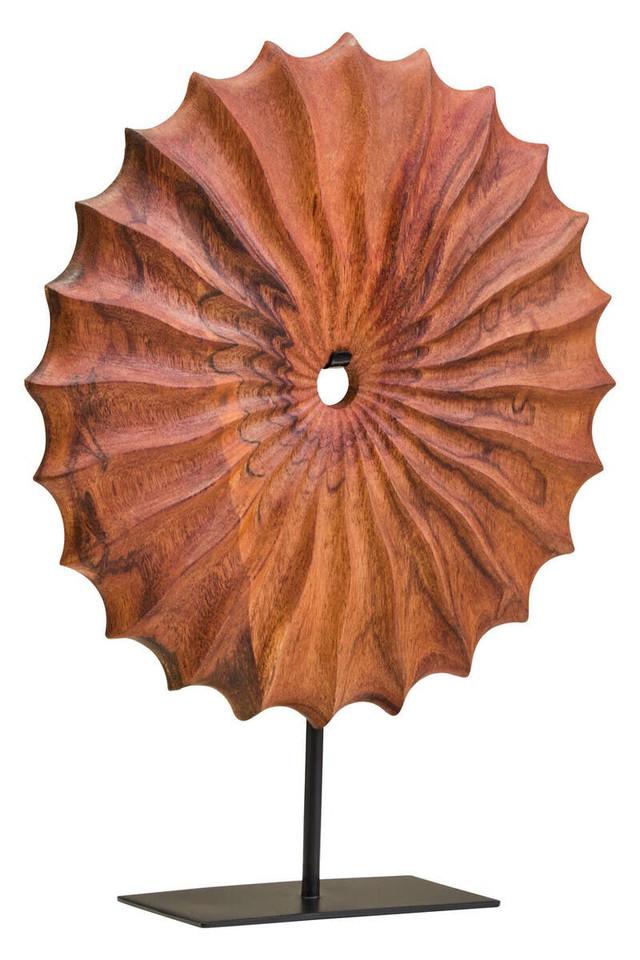 premier housewares Westo Brown Wood Round Sculpture With Black Base
