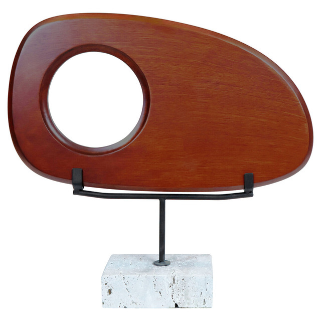 Premier Housewares Westo Natural Wood Horizontal Sculpture With Travertine Base