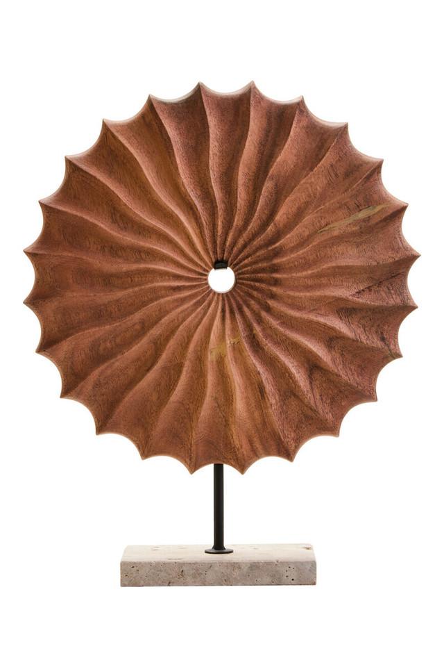 Premier Housewares Westo Natural Wood Round Sculpture With Travertine Base