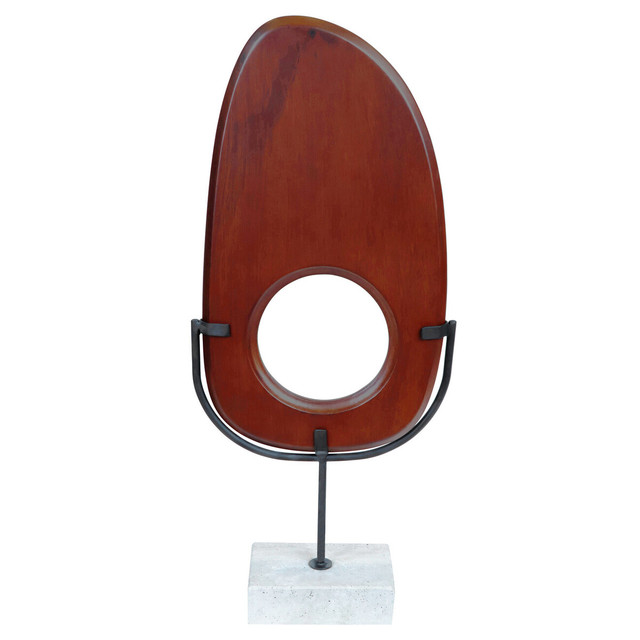 Premier Housewares Westo Natural Wood Vertical Sculpture With Travertine Base