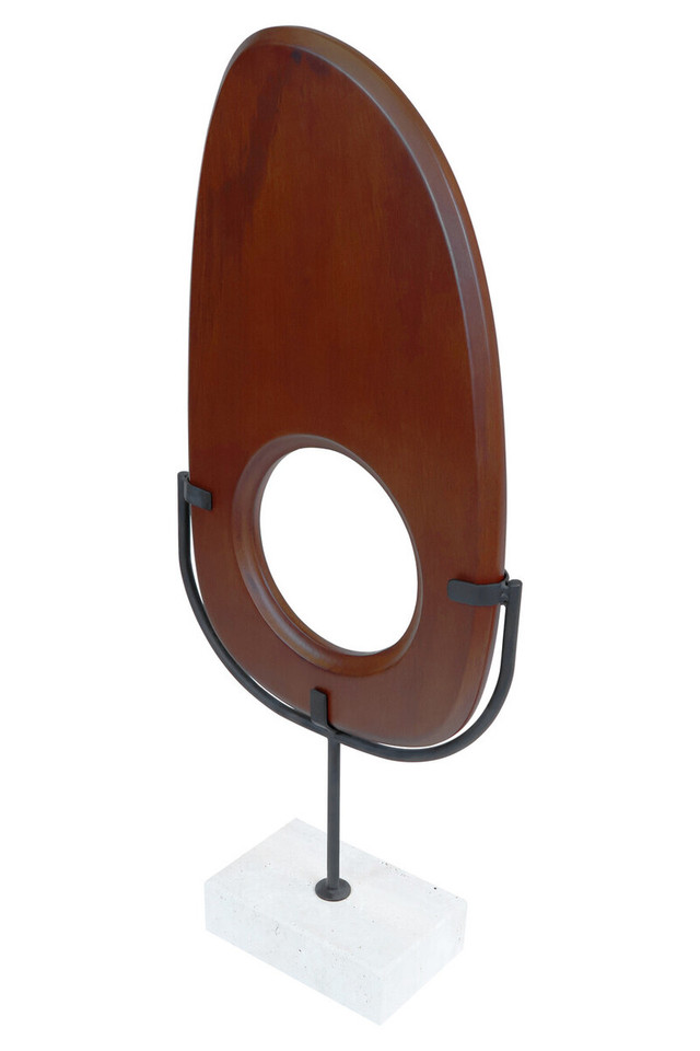 premier housewares Westo Natural Wood Vertical Sculpture With Travertine Base