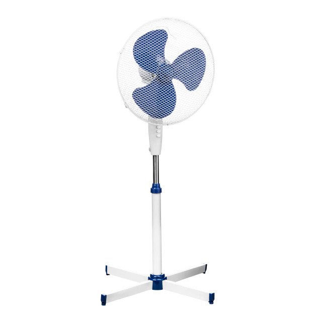 Premier Housewares White And Blue Floor Standing Fan