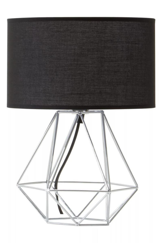 premier housewares Wyra Black And Chrome Finish Table Lamp
