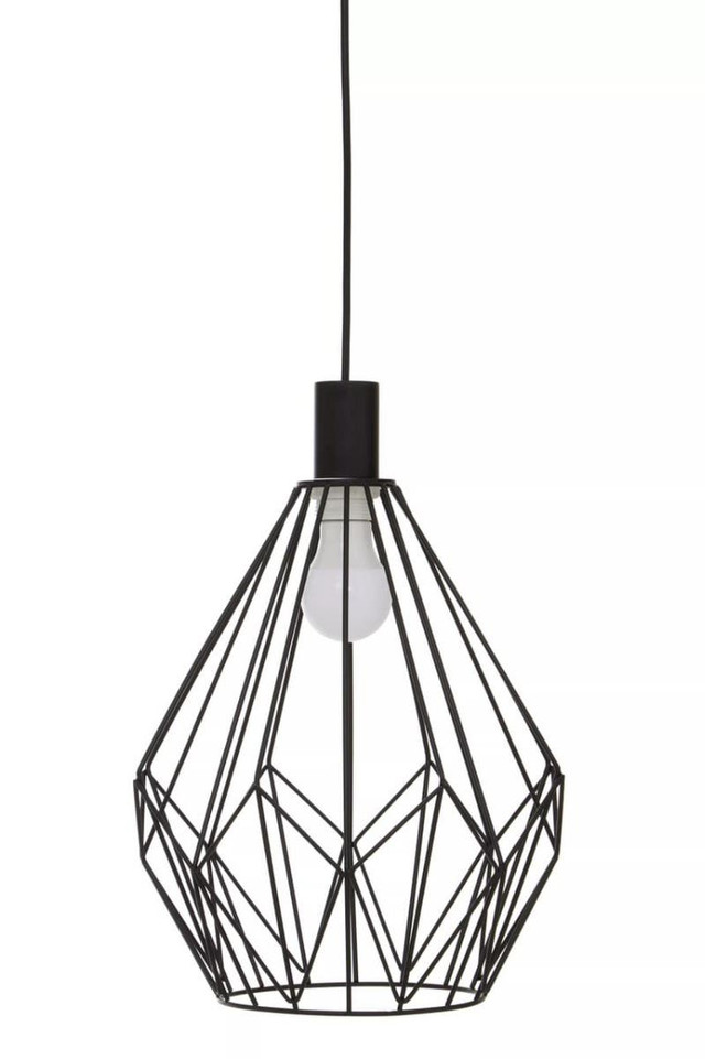premier housewares Wyra Black Finish Frame Pendant light