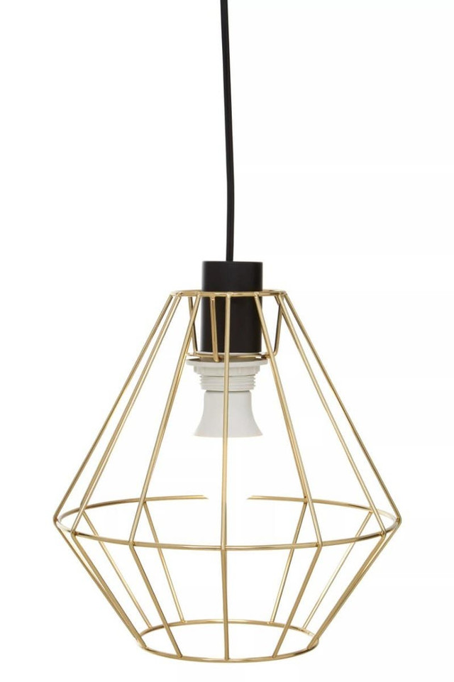 Premier Housewares Wyra Champagne Gold Cage Pendant Light