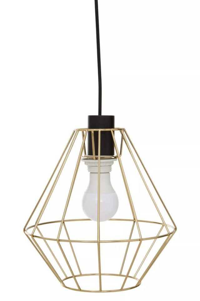 premier housewares Wyra Champagne Gold Cage Pendant Light