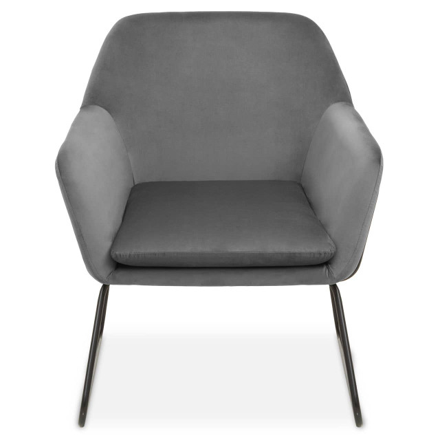 Premier Housewares Xander Grey Velvet And Black Frame Armchair