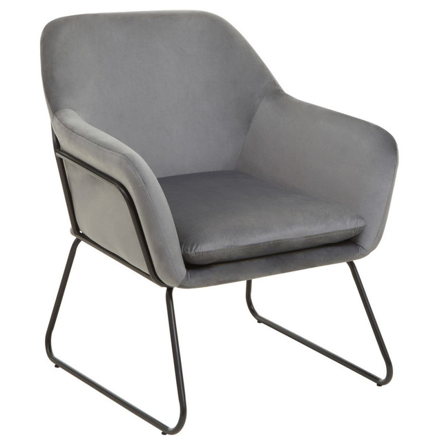 Premier Housewares Xander Grey Velvet And Black Frame Armchair