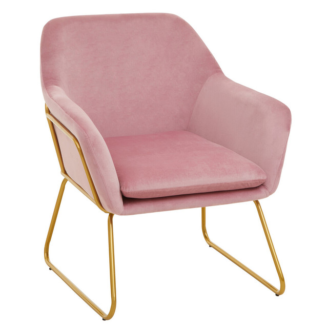 Premier Housewares Xander Pink Velvet And Powder Gold Frame Armchair