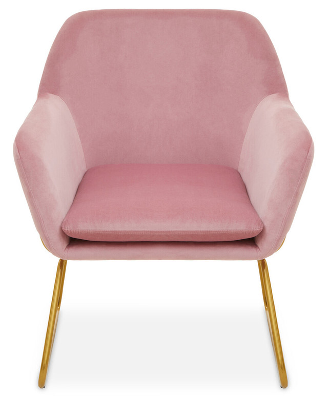 Premier Housewares Xander Pink Velvet And Powder Gold Frame Armchair
