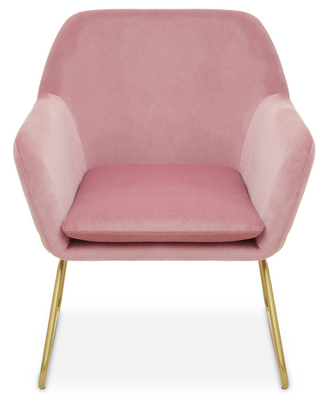 Premier Housewares Xander Pink Velvet Bushed Gold Armchair