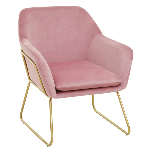 premier housewares Xander Pink Velvet Bushed Gold Armchair
