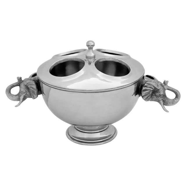 Premier Housewares Yala 4 Bottles Elephant Wine Cooler With Lid
