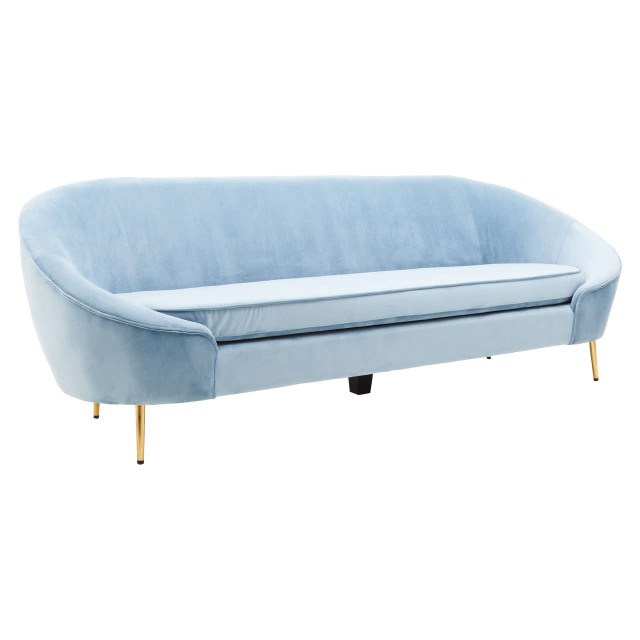 Premier Housewares Yasmeen 3 Seat Aqua Blue Velvet Sofa