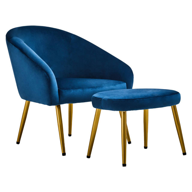 Premier Housewares Yasmeen Midnight Blue Chair And Footstool
