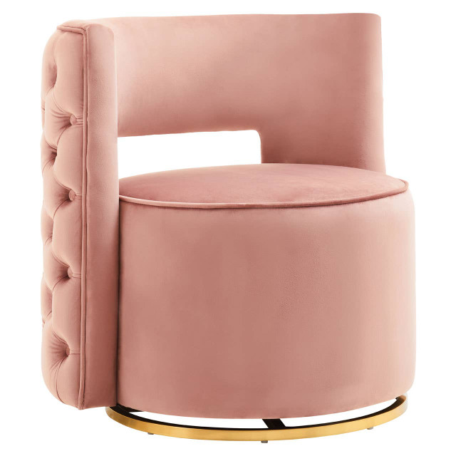 Premier Housewares Yasmeen Pink Velvet Swivel Chair