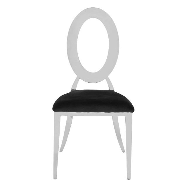 Premier Housewares Yasmin Oval Back Black Velvet Dining Chair