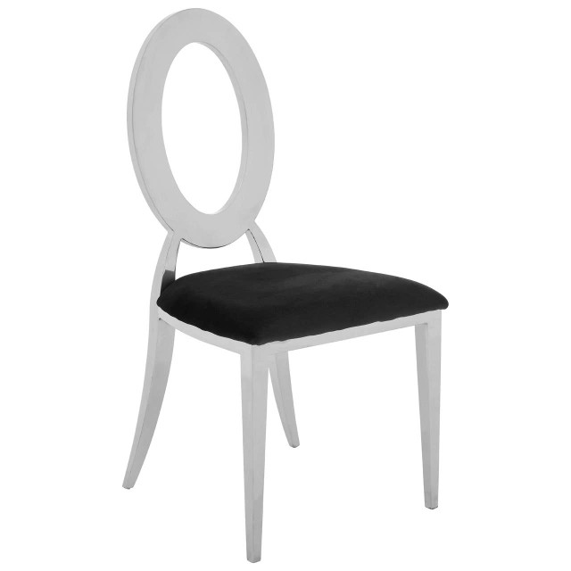 Premier Housewares Yasmin Oval Back Black Velvet Dining Chair