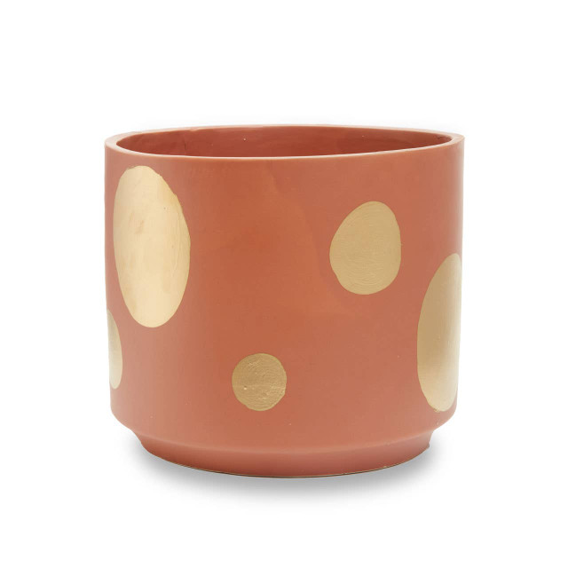 Premier Housewares Yuri Large Terracotta Gold Spotted Planter