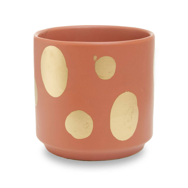 premier housewares Yuri Small Terracotta Gold Spotted Planter