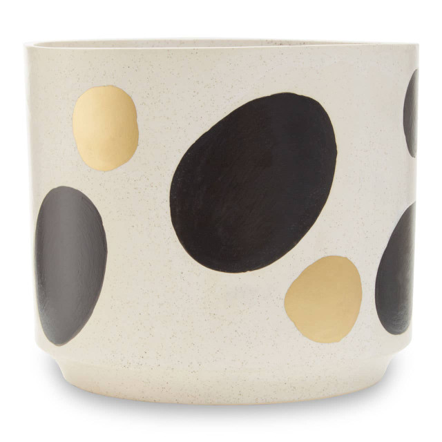 Premier Housewares Yuri White And Gold Spotted Planter
