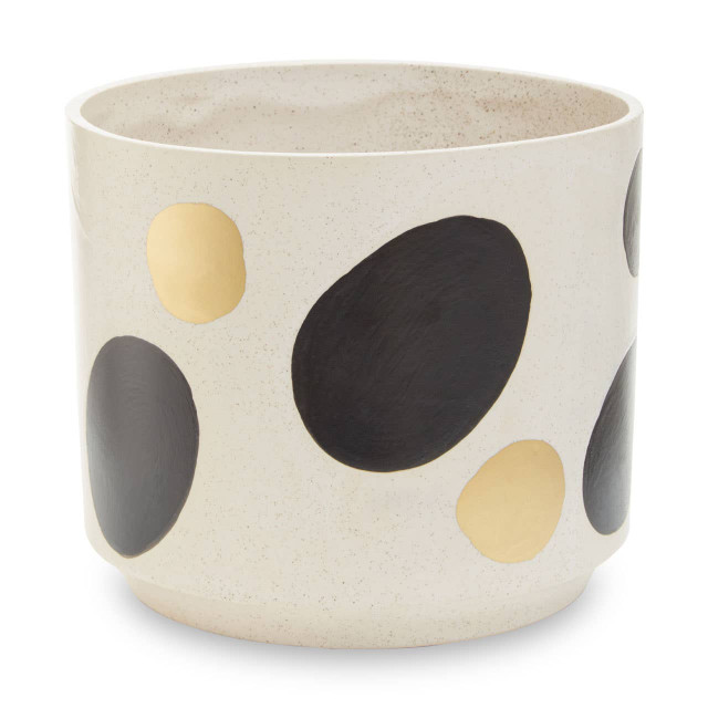 Premier Housewares Yuri White And Gold Spotted Planter