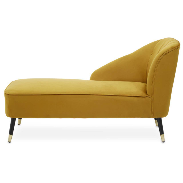 premier housewares Yvette Mustard Velvet Right Hand Chaise Longue
