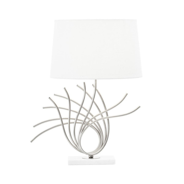 Premier Housewares Zaha Brushed Chrome Spoke Table Lamp